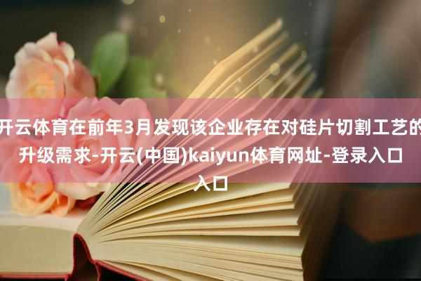 开云体育在前年3月发现该企业存在对硅片切割工艺的升级需求-开