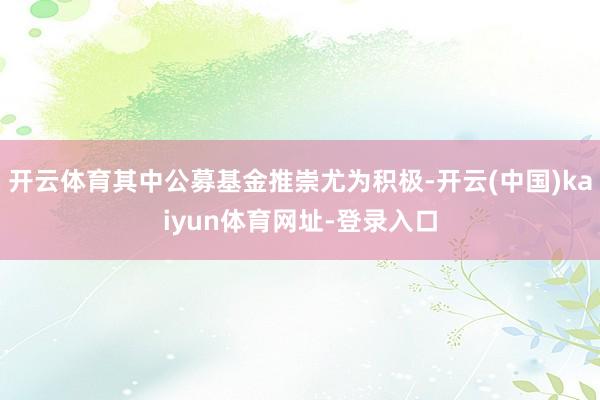 开云体育其中公募基金推崇尤为积极-开云(中国)kaiyun体育网址-登录入口